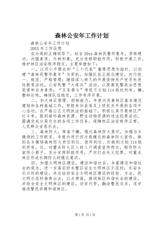森林公安年工作计划 
