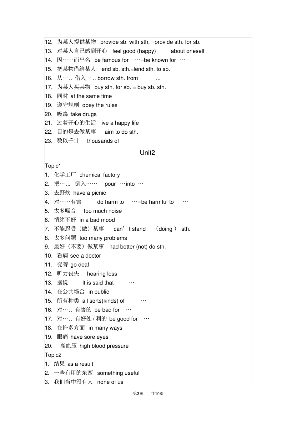 仁爱版九年级英语上册词组归纳复习_第3页
