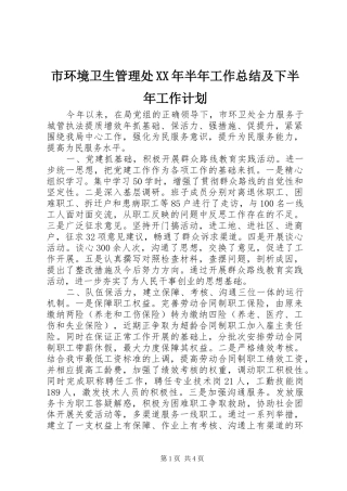市环境卫生管理处XX年半年工作总结及下半年工作计划 