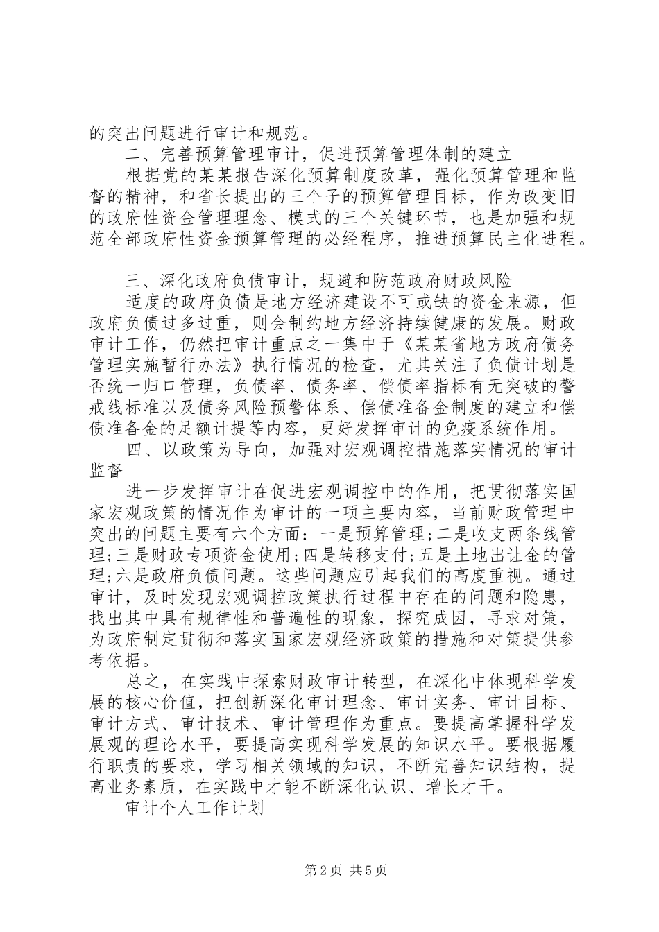 最新20XX年公司审计个人工作计划精选3篇_第2页