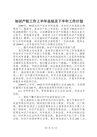 知识产权工作上半年总结及下半年工作计划 