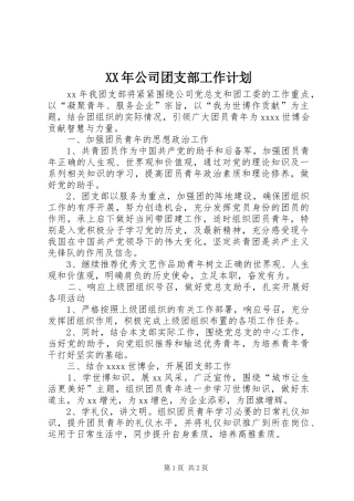 XX年公司团支部工作计划_1 
