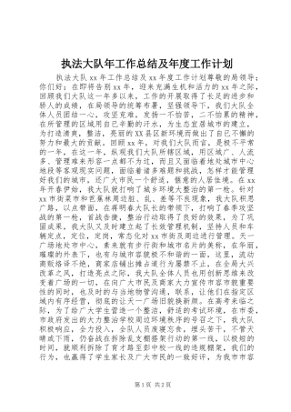 执法大队年工作总结及年度工作计划 