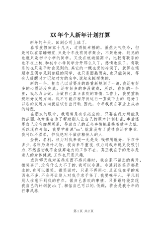 XX年个人新年计划打算 