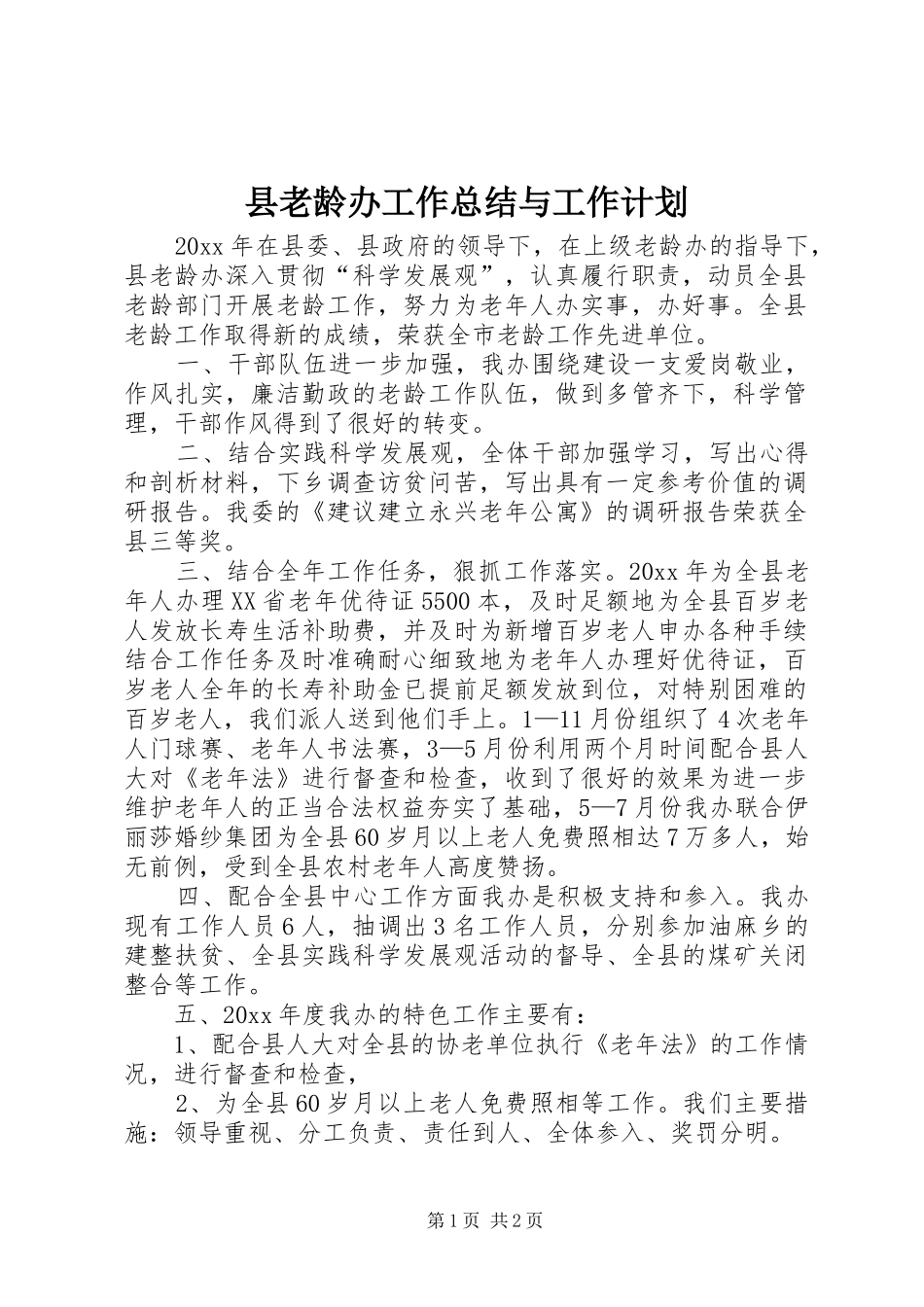 县老龄办工作总结与工作计划 _第1页