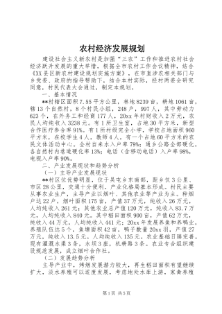 农村经济发展规划 