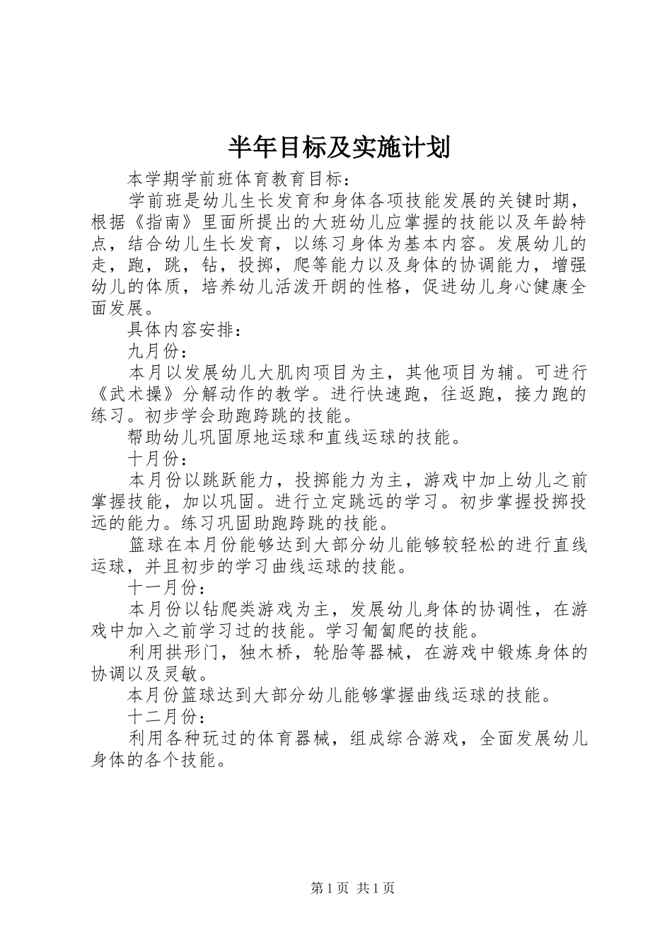 半年目标及实施计划 _第1页