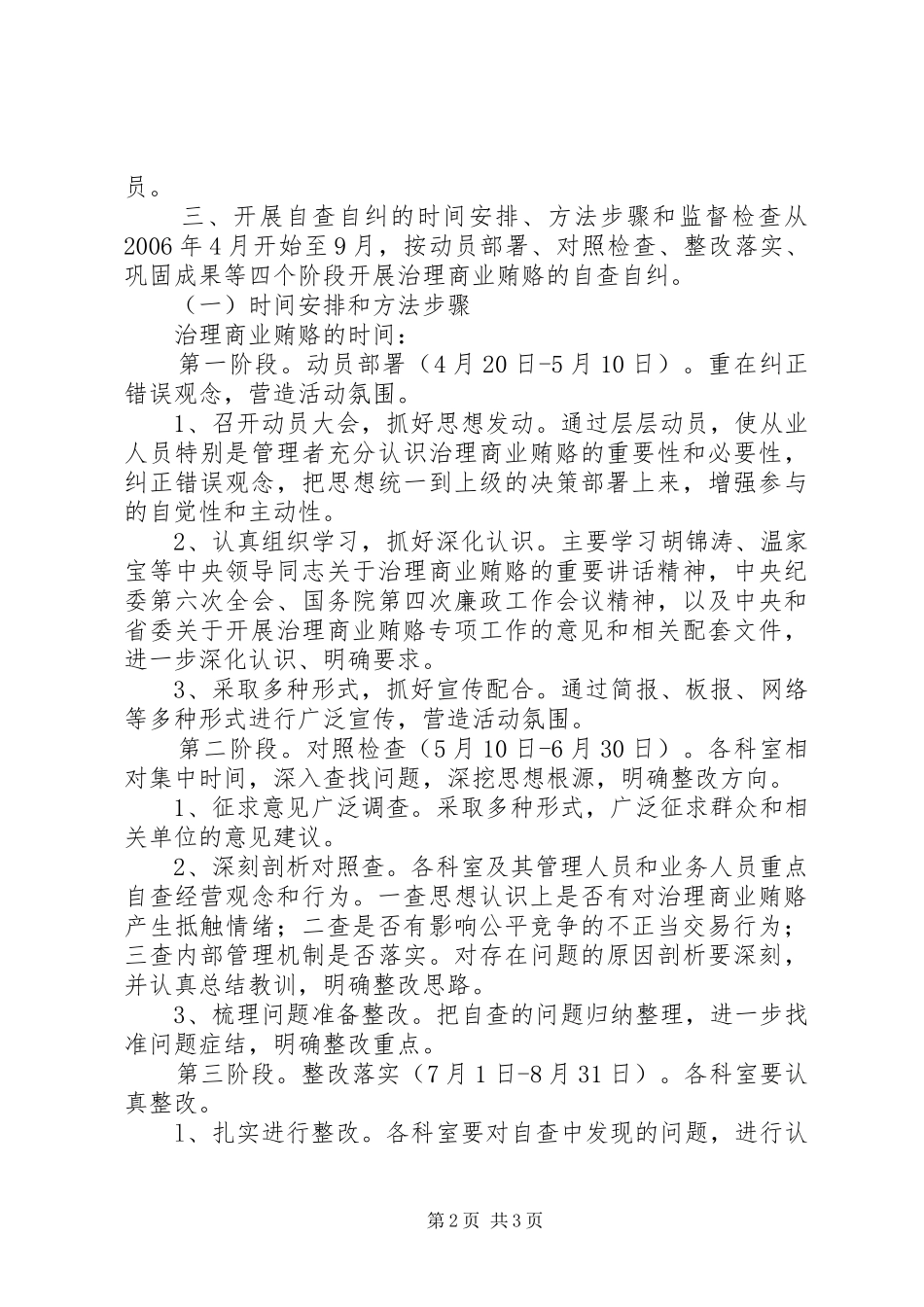 市规划局治理商业贿赂实施方案 _第2页