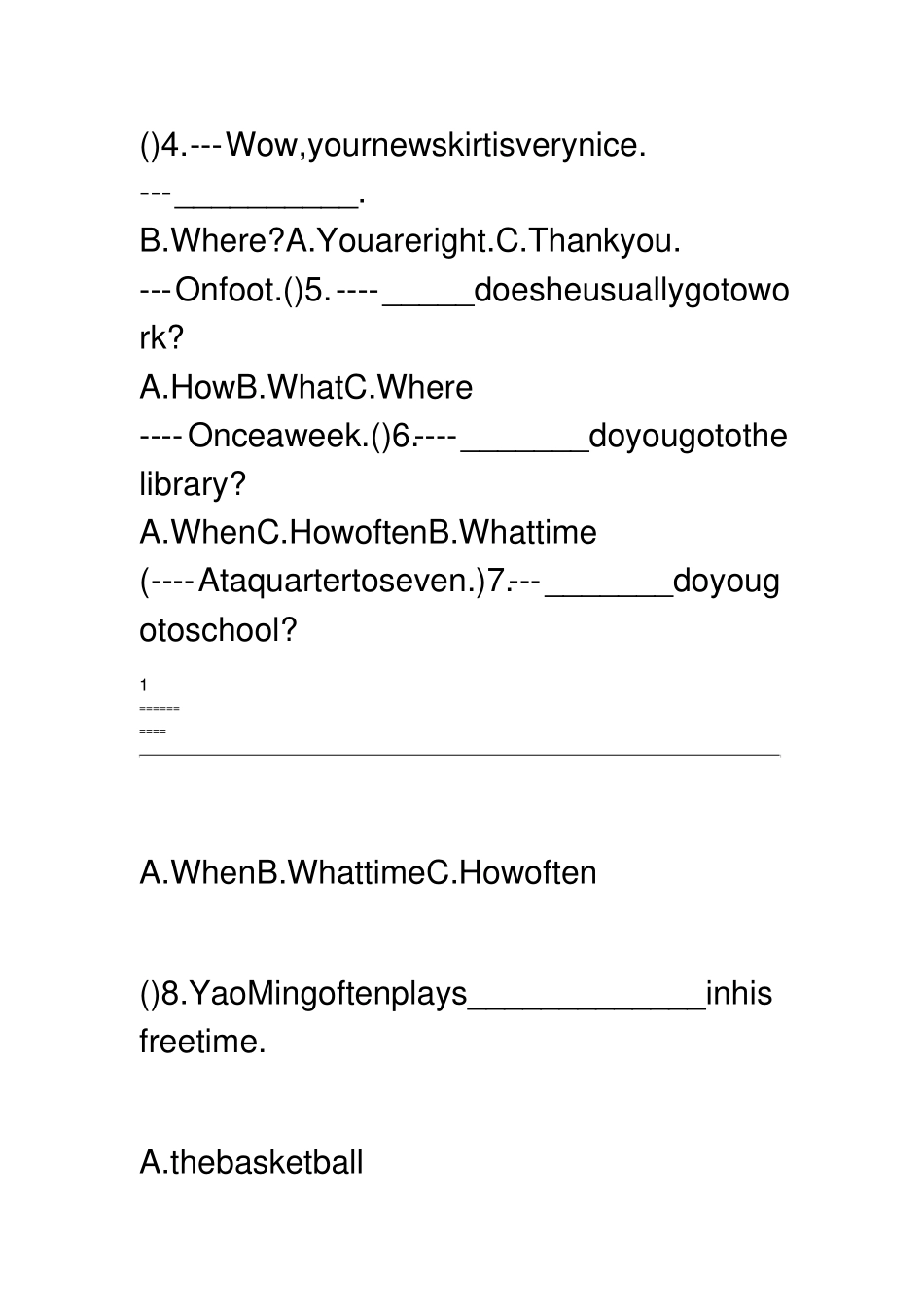 仁爱英语七年级下Unit5_Topic1_随堂练习题_第2页