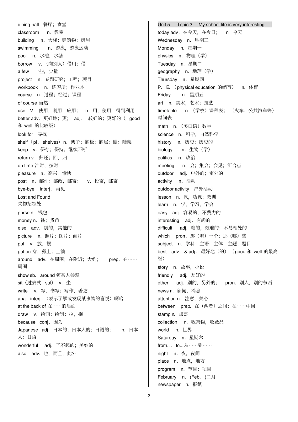 仁爱英语七年级下册单词表中英文_第2页