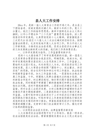 县人大工作安排 