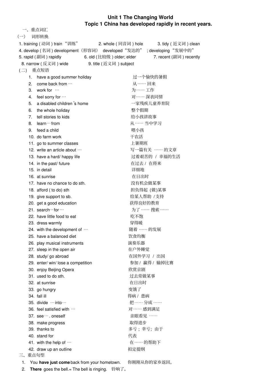 仁爱英语九年级上册语言知识点汇编_第1页