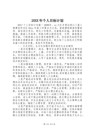 20XX年个人目标计划 