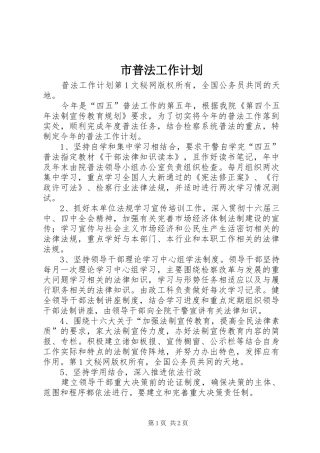 市普法工作计划 