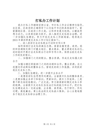 打私办工作计划 