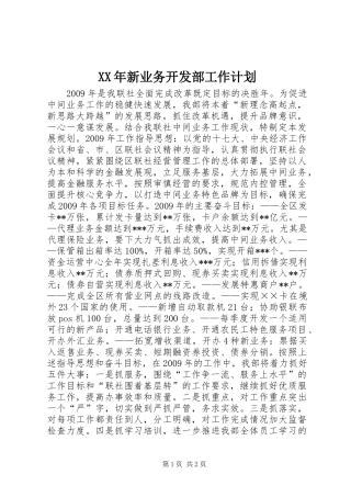 XX年新业务开发部工作计划 