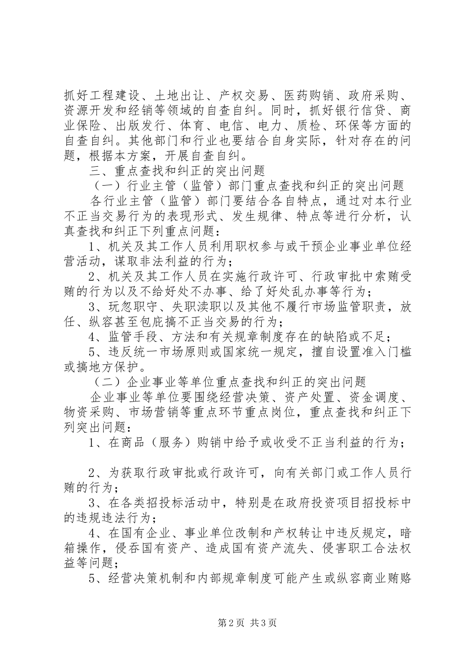 市自查自纠的工作计划方案 _第2页