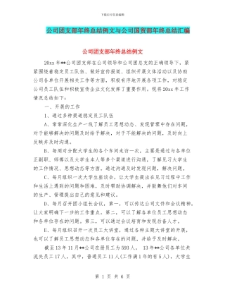 公司团支部年终总结例文与公司国贸部年终总结汇编