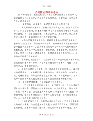 公司团支部年终总结