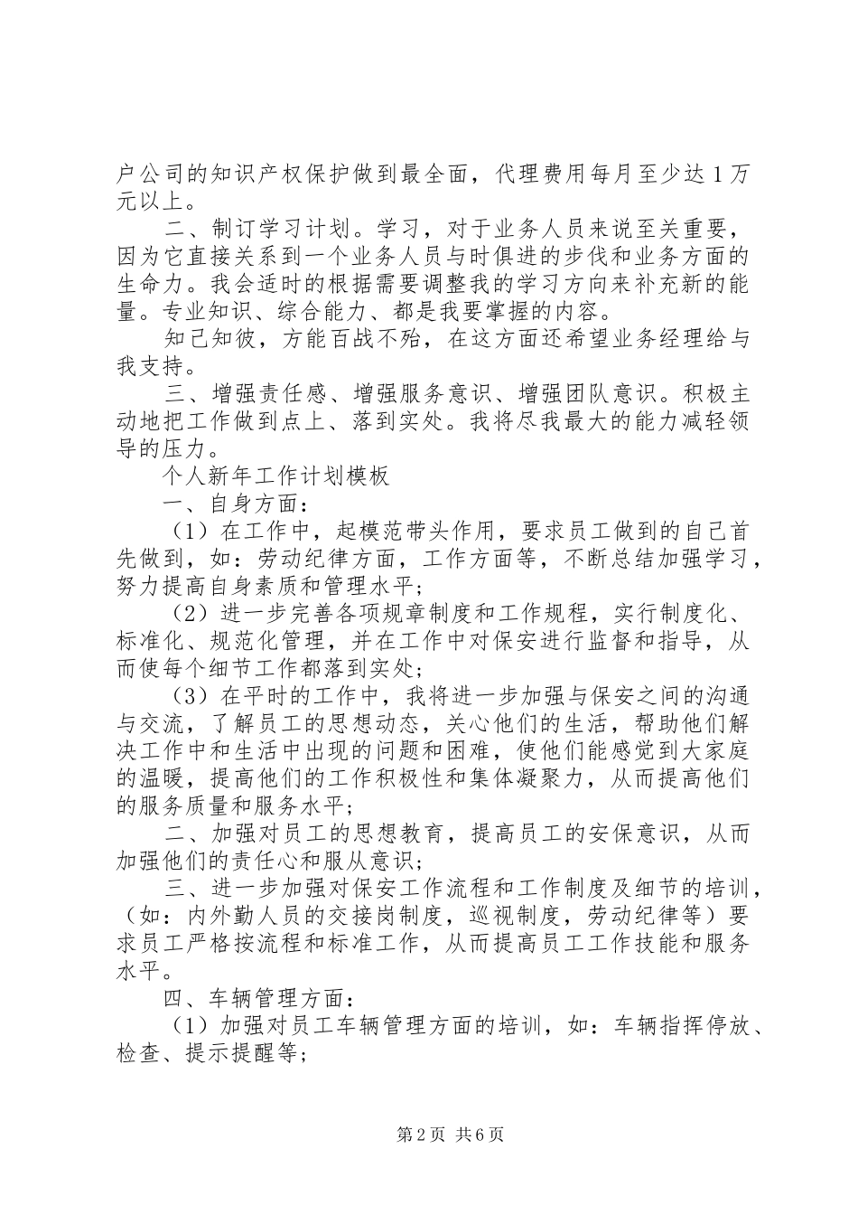 个人新年工作计划范文 _第2页