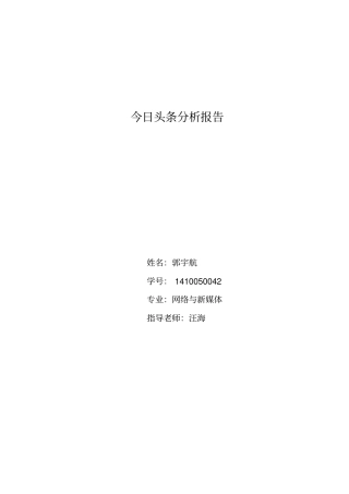 今日头条分析报告