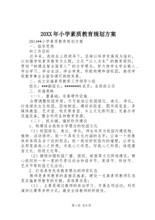 20XX年小学素质教育规划方案