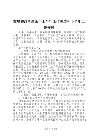 发展和改革局某年上半年工作总结和下半年工作安排 