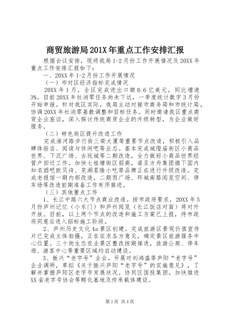 商贸旅游局201X年重点工作安排汇报