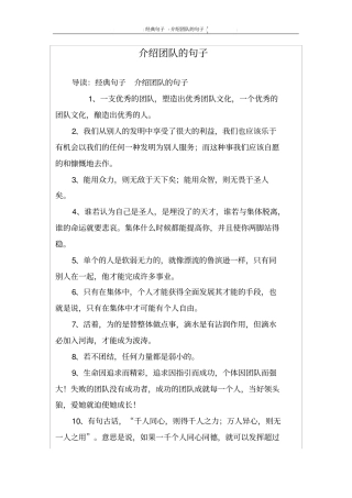 介绍团队的句子