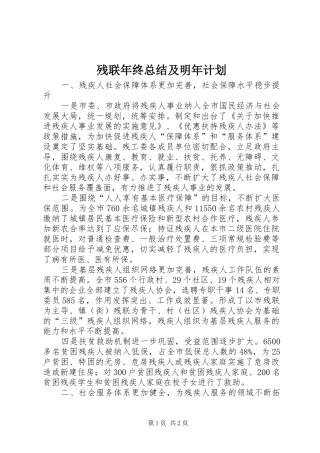 残联年终总结及明年计划 