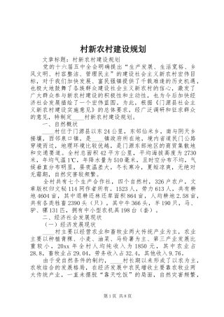 村新农村建设规划 
