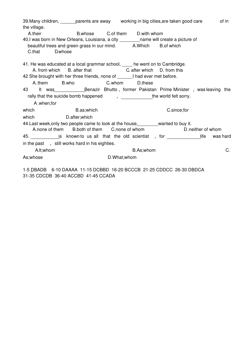 介词+-关系代词引导的定语从句专项练习_第3页