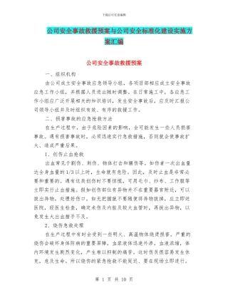 公司安全事故救援预案与公司安全标准化建设实施方案汇编