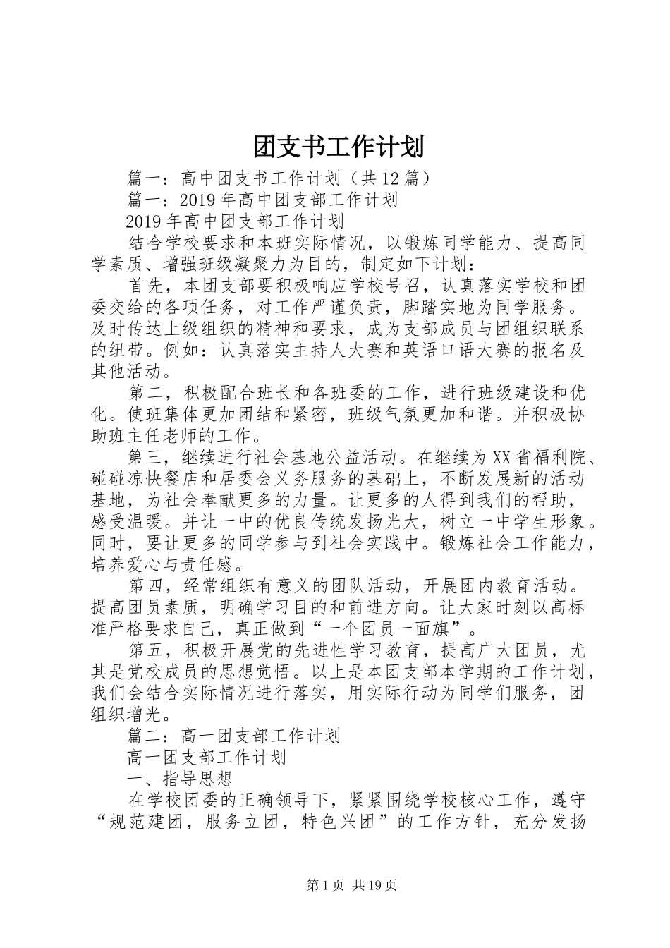 团支书工作计划 (20)_第1页