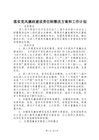 落实党风廉政建设责任制整改方案和工作计划 