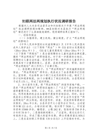 妇联两法两规划执行状况调研报告 