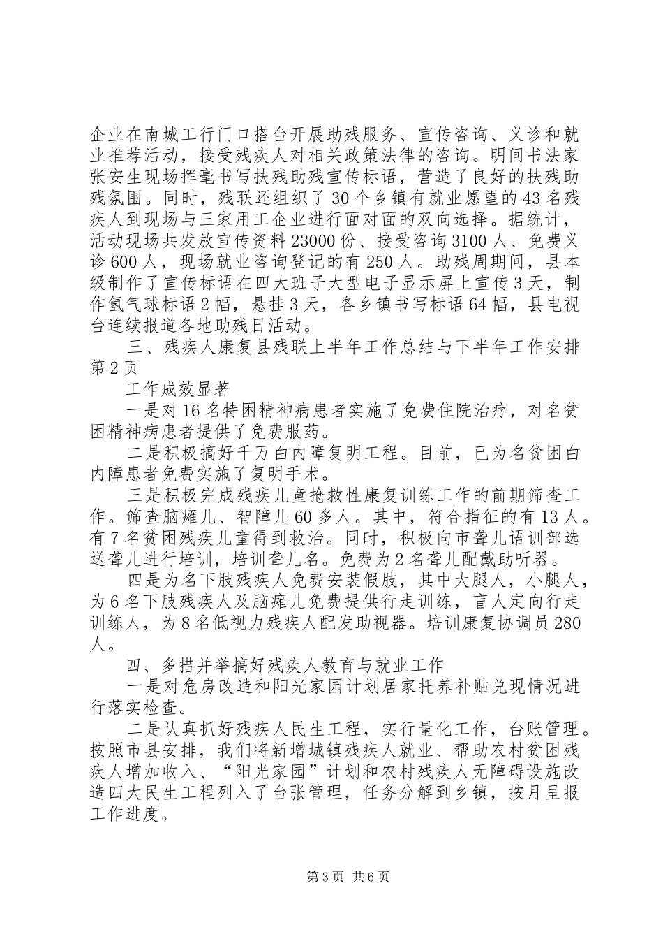 县残联上半年工作总结与下半年工作安排 _第3页