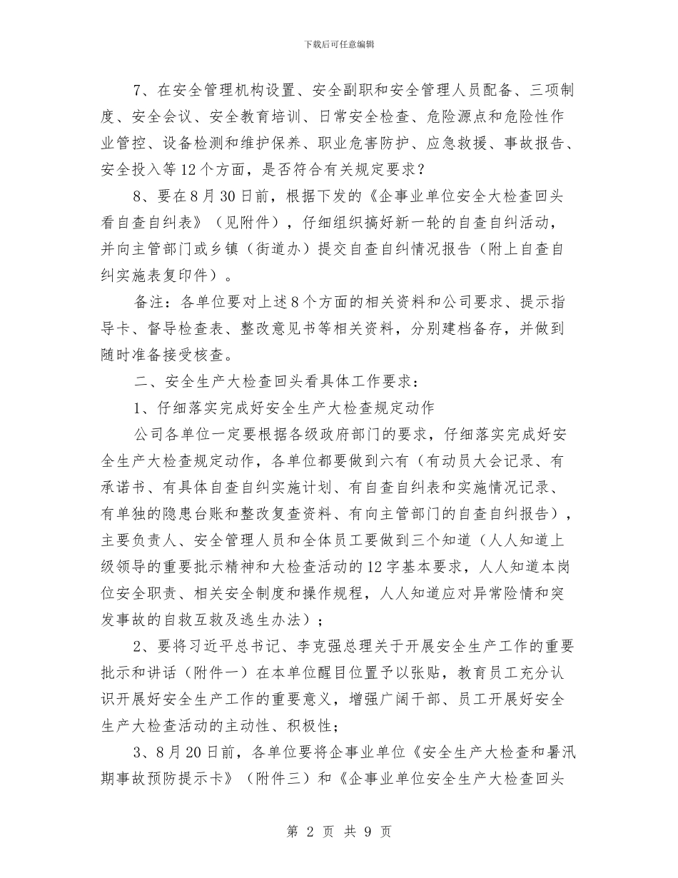 公司安全生产大检查“回头看”实施方案与公司安全生产大检查工作实施方案汇编_第2页