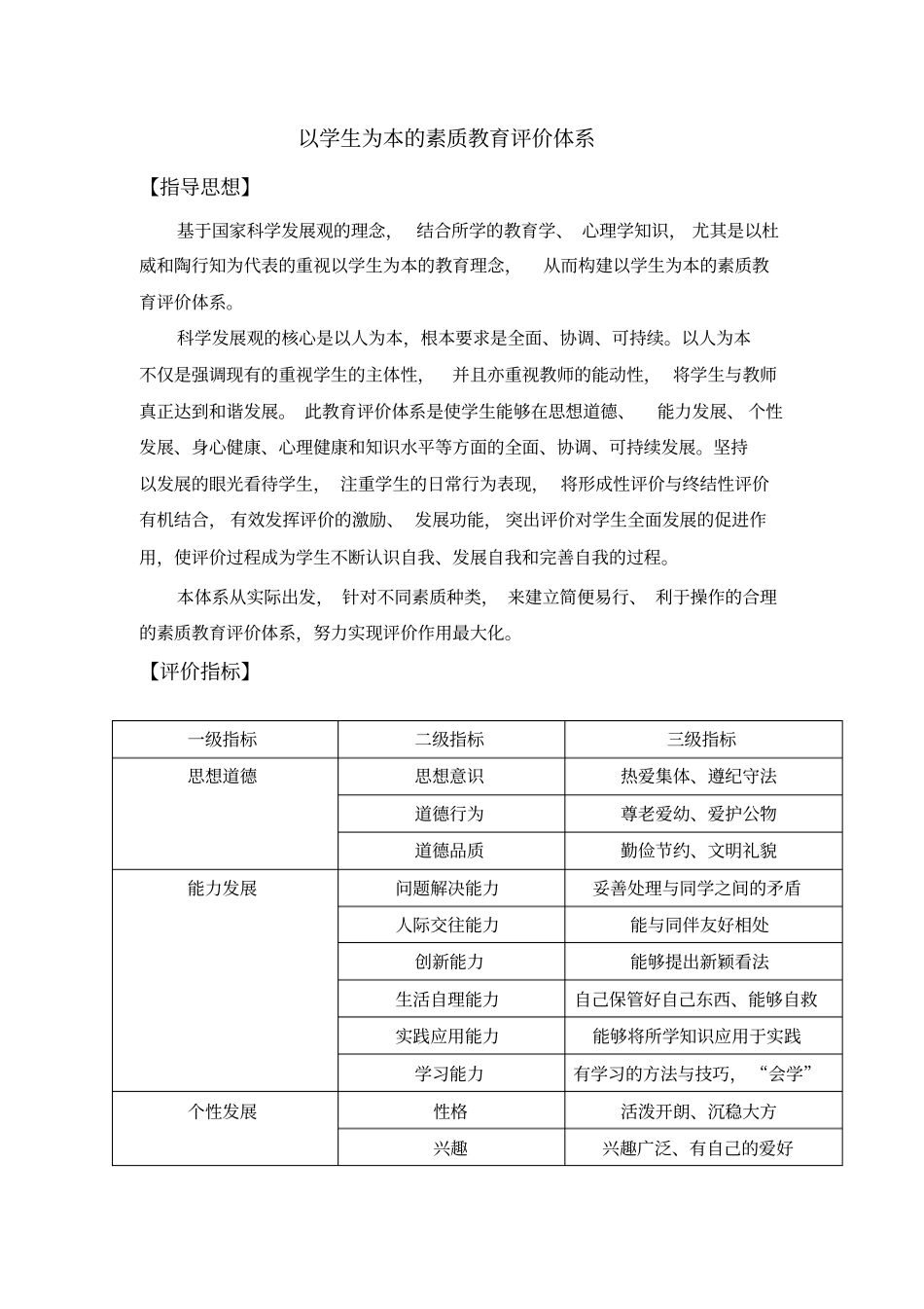 以学生为本的素质教育评价体系_第1页