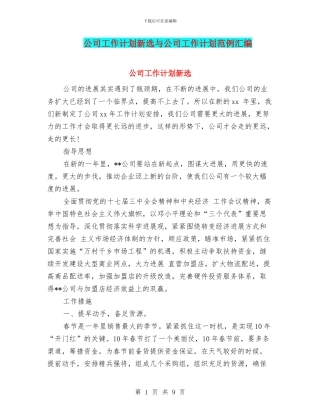 公司工作计划新选与公司工作计划范例汇编