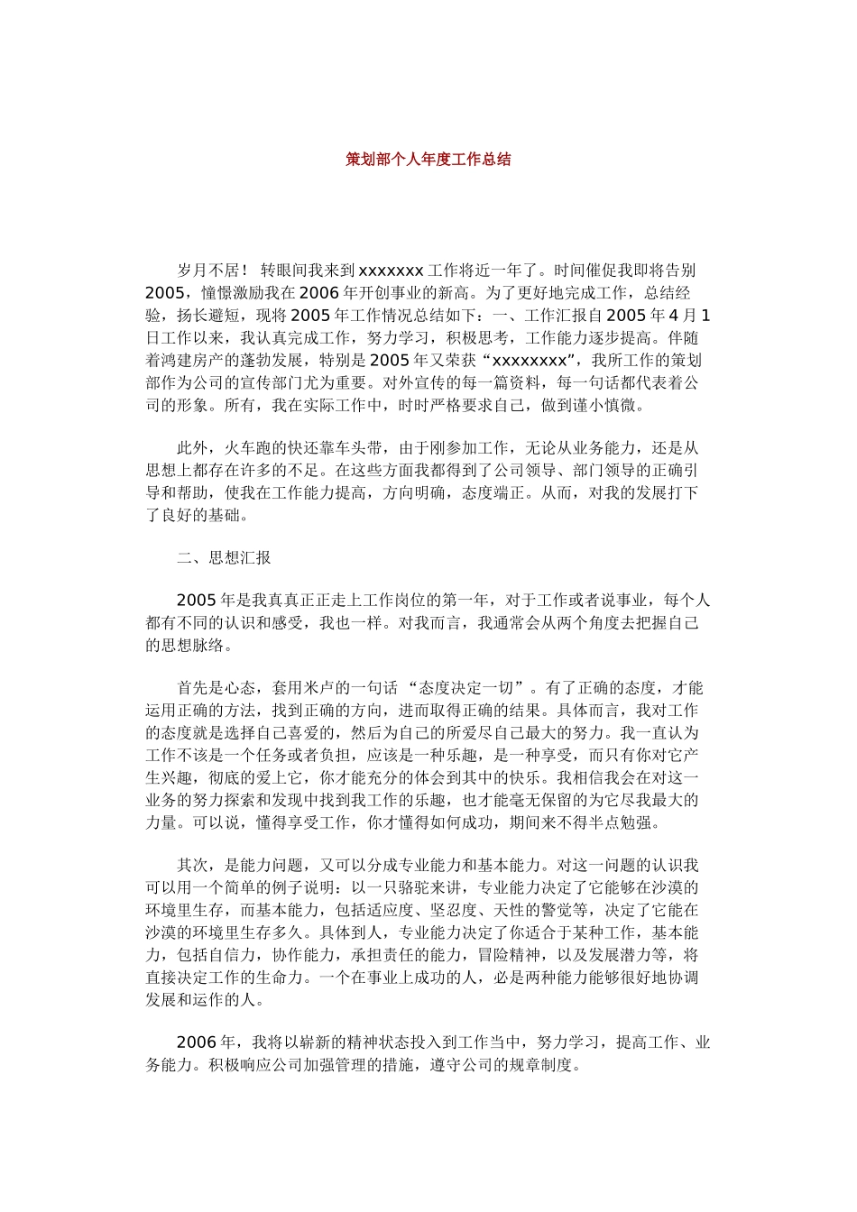 策划部个人年度工作总结_第1页