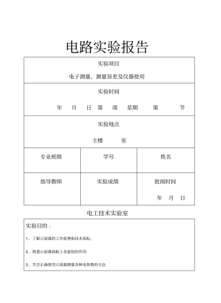 仪器仪表的使用试验报告模板