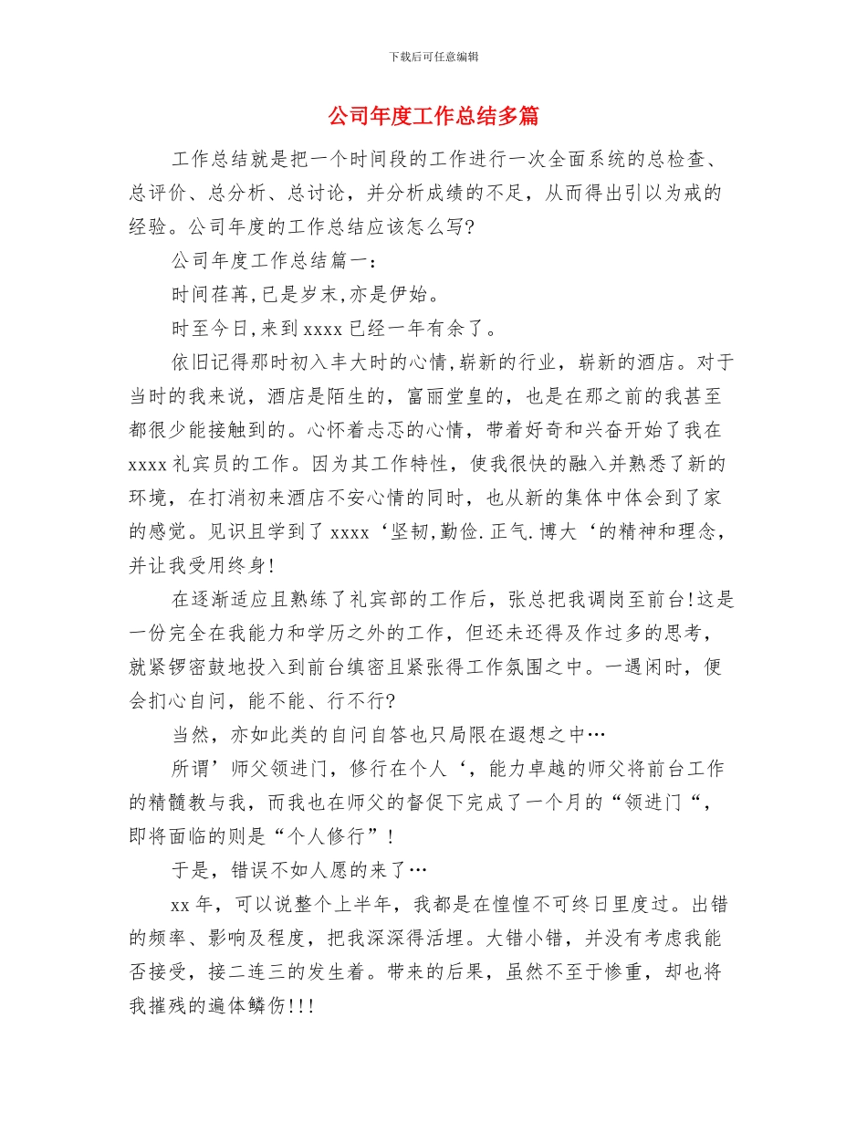 公司年度工作总结与公司年度工作总结多篇汇编_第2页