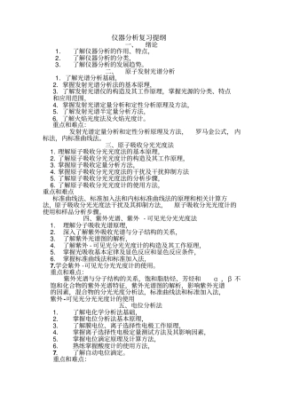 仪器分析复习提纲