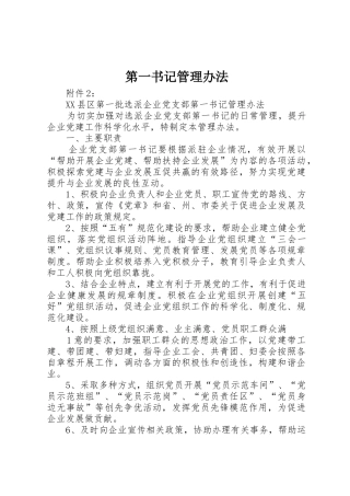 第一书记管理办法