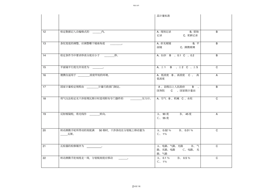 仪器维修工光学瓦检器拆装复习题单选、多选、判断各50道_第2页