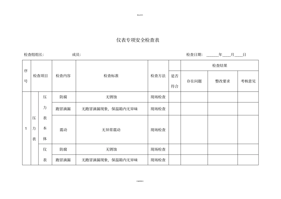 仪表专项安全检查表_第1页