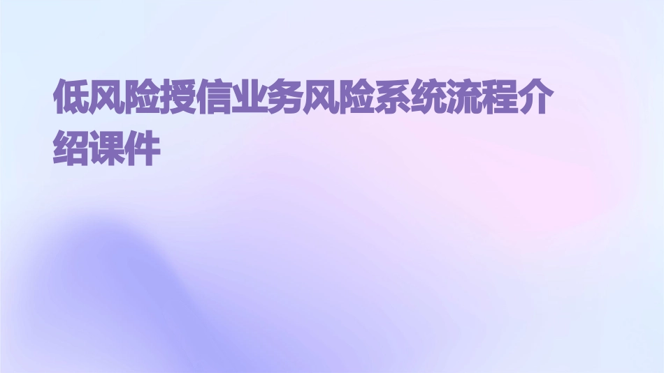 低风险授信业务风险系统流程介绍课件_第1页