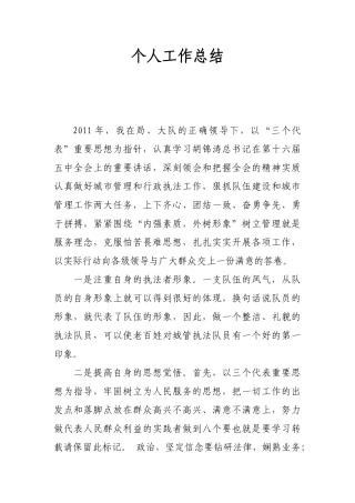 城管个人工作总结