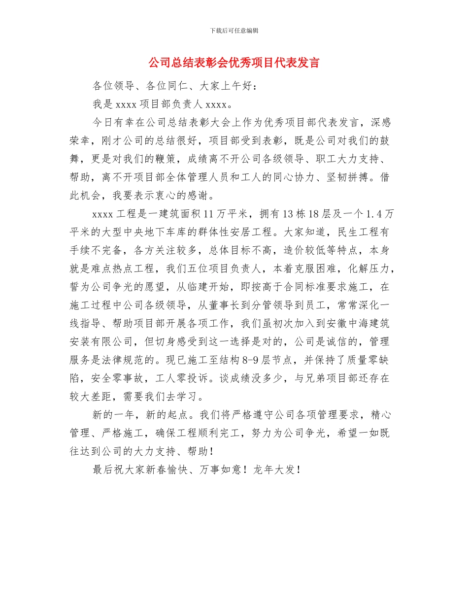 公司总结会发言与公司总结表彰会优秀项目代表发言汇编_第3页